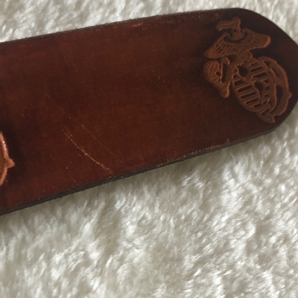 United States Marines Since 1775 solid brass world globe buckle leather belt - Picture 7 of 9